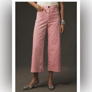Anthropologie The Colette Cropped Wide-Leg Corduroy Pants by Maeve Pink 29